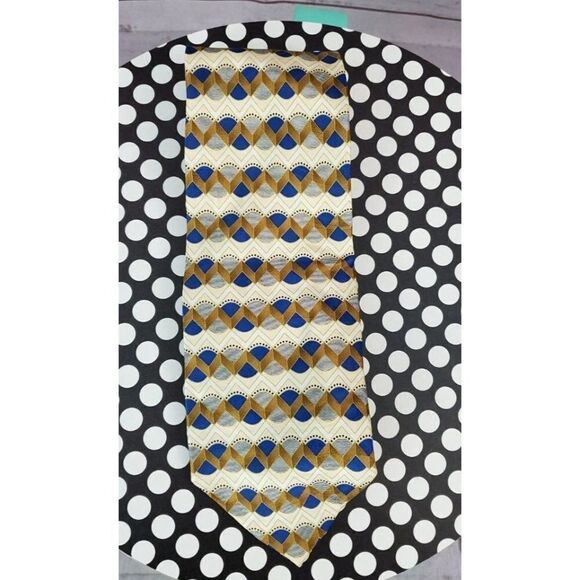 Adolfo Geometric Print 100% Silk Neck Tie 60" Long - Picture 1 of 6